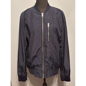 H&M Navy Bomber Jacket Women's Medium Zip Front Lightweight Casual Jacket
